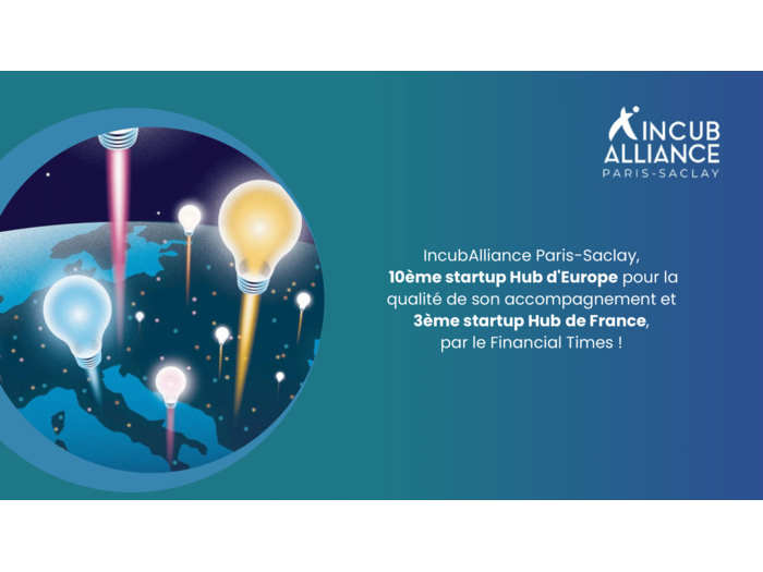 IncubAlliance Paris-Saclay 10ème startup Hub européen pour la qualité de son accompagnement et 3ème startup Hub français par le Financial Times